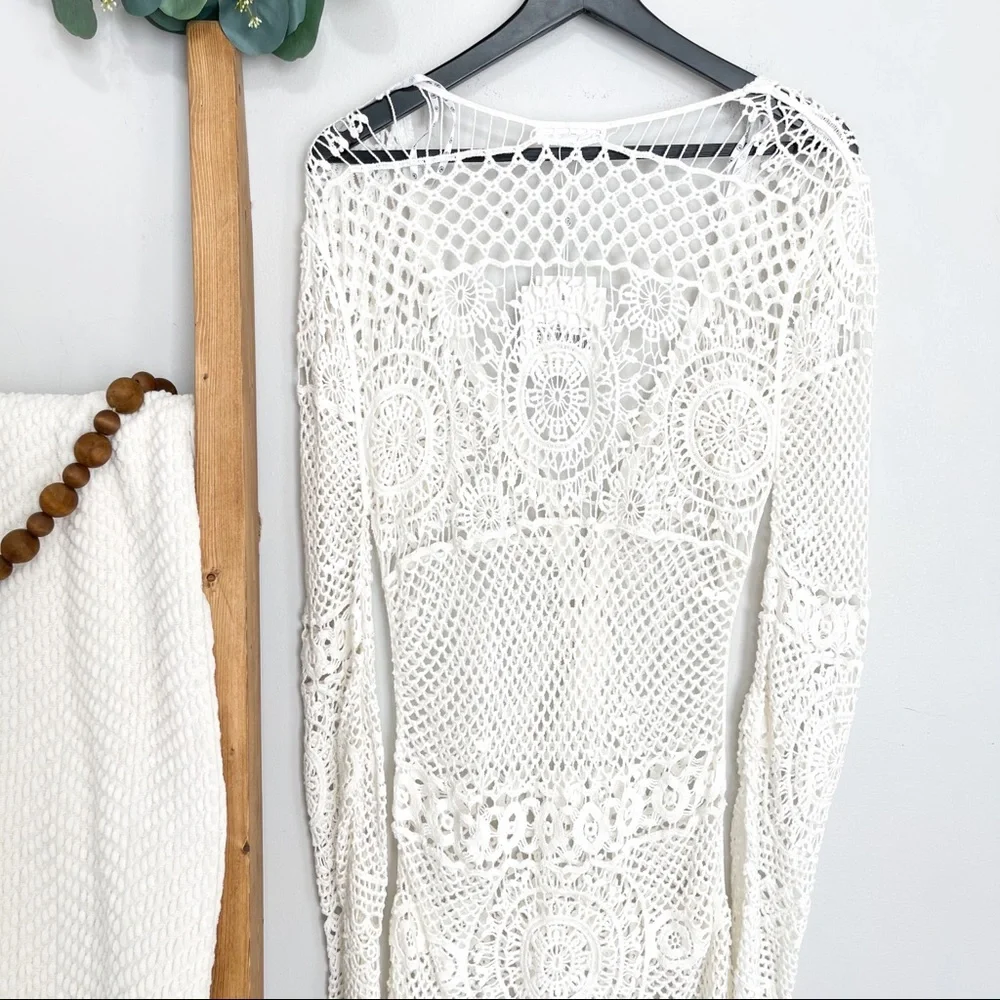 Missguided | Crochet Lace Up Mini Dress Coverup - Picture 12 of 16